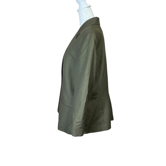 Anne Klein Linen Blend Olive Green Single Button Jacket Blazer 3/4 Sleeve Sz XL - Picture 10 of 12